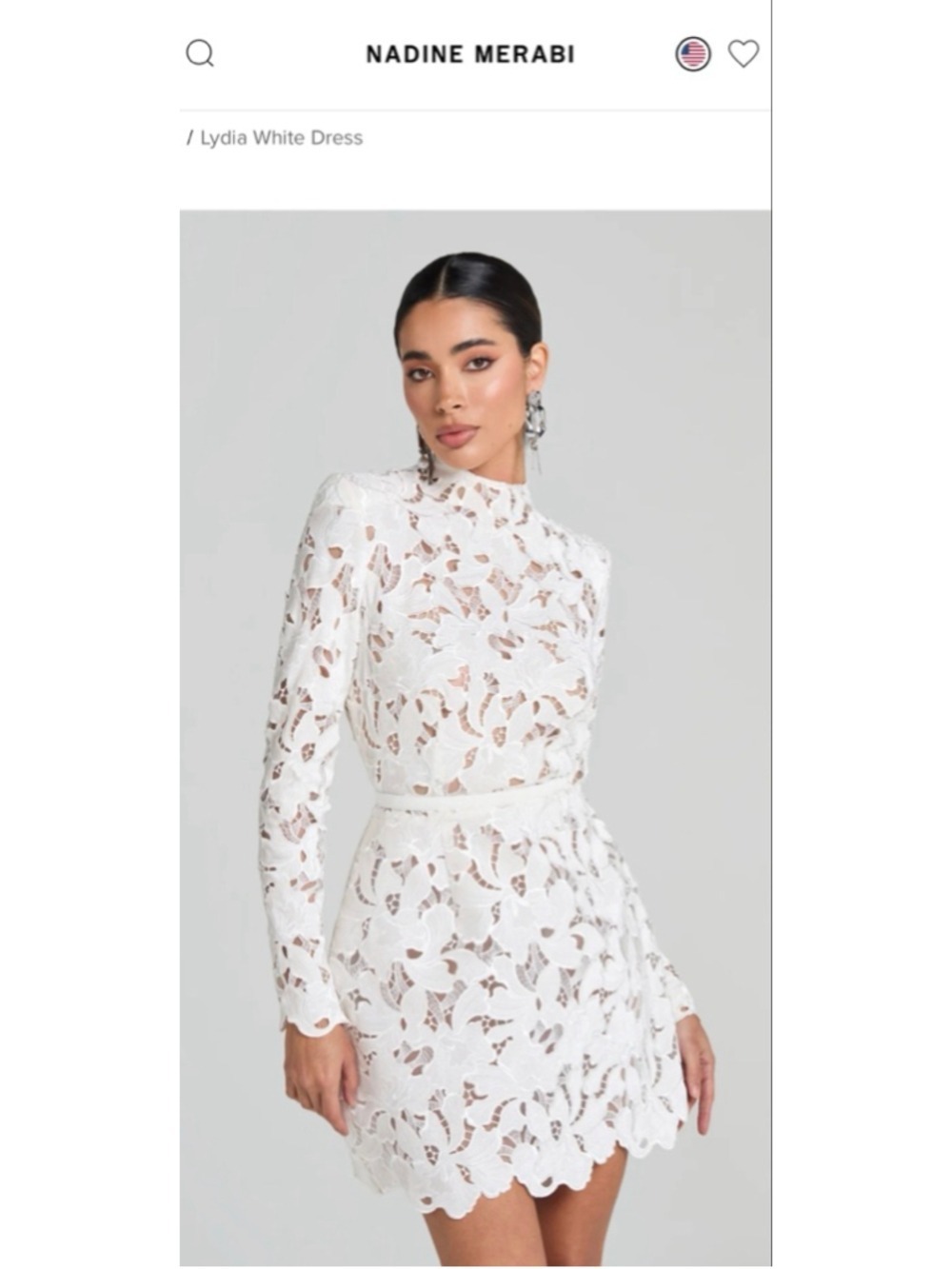 NWT NADINE MERABI White Lydia Mini Dress S